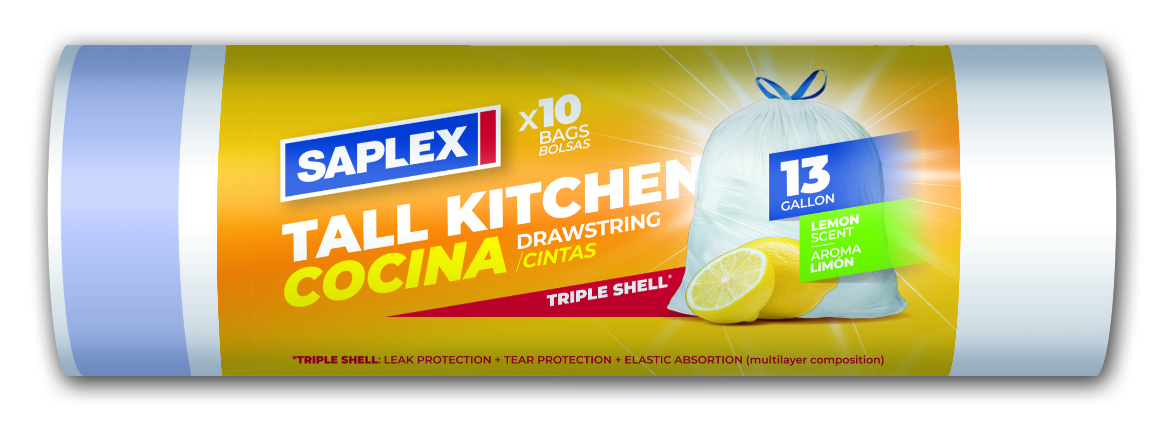 Saplex 13 gallon tall kitchen drawstring trash bags