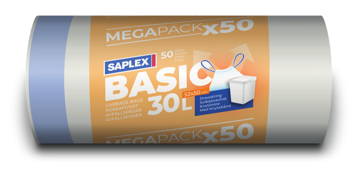 Saplex Basic 30 liter white bags
